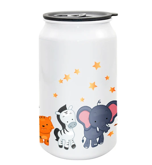 YOGDOTS Metal Sipper Drink Can Shaped  Kids gift pack of 10 - 350 ML, Kids Designs