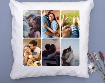 Photo Collage Print Cushion - 16x16 Inch, Collage of 6