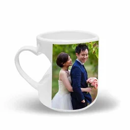 Heart Cut Handle Mug with Print - 330 ML