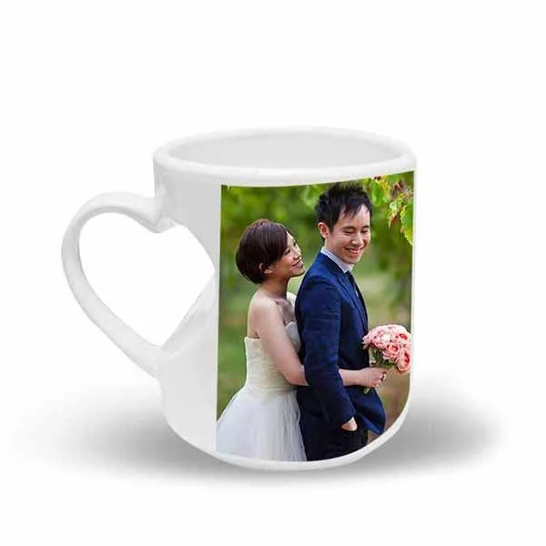 Heart Cut Handle Mug with Print - 330 ML
