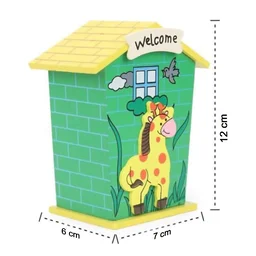 Cute Cartoon House Shaped Lovely Wooden Piggy Bank Money Bank