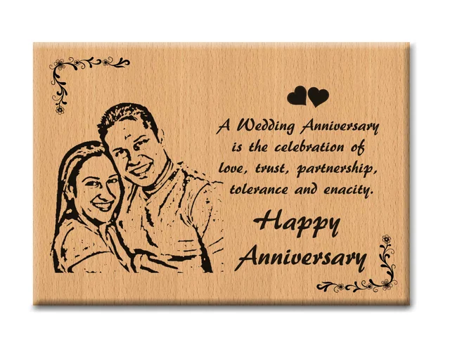 Laser engraved Photo Print Wooden frame for Anniversary - 8x6 Inch
