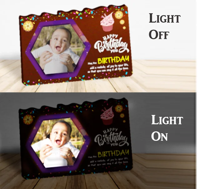 Personalized LED Photo frame with print - 6x9 inch, For Birthday