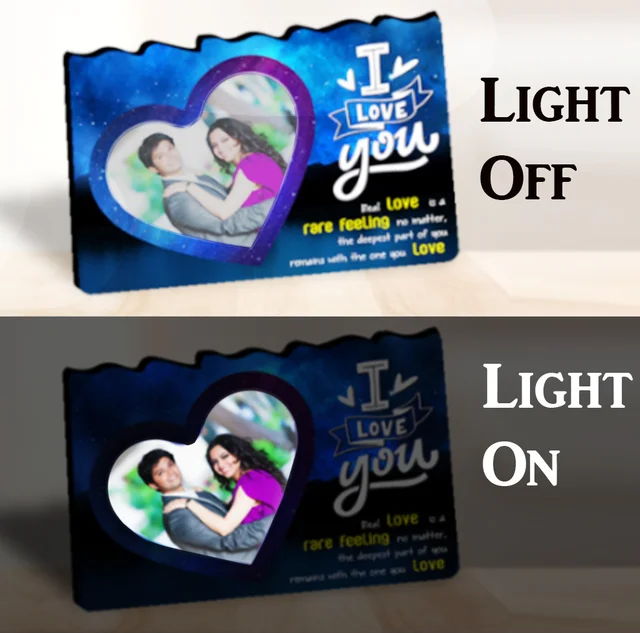 Personalized LED Photo frame with print - 6x9 inch, For Anniversary