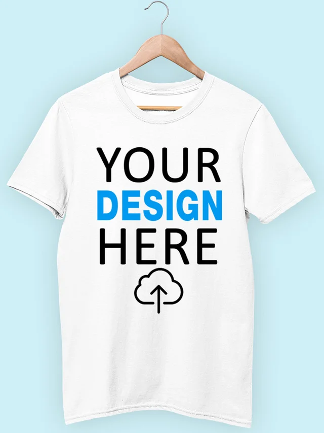 Round Neck T-Shirt with Print - L, 180 GSM White