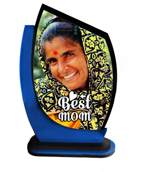 Personalized Wooden Trophy Photo frame for Mother's day gift - 9xg Inch, Blue
