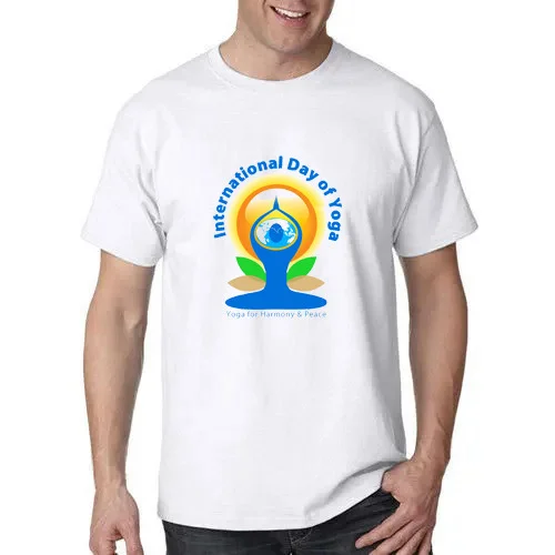 Yoda Day T-Shirts for Men and Women - Large, Round Neck with Yoga Day Logo