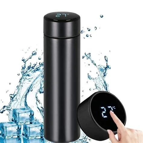 Personalized Laser engraved Temperature Display SS Water Bottle Thermos - 500 ml
