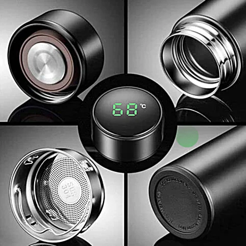 Personalized Laser engraved Temperature Display SS Water Bottle Thermos - 500 ml
