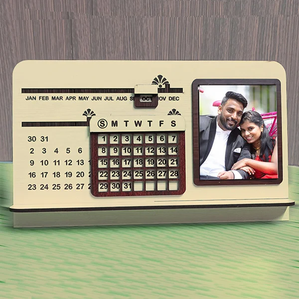 Personalised Anniversary Gift Wooden Lifetime Infinite Desk Table Calendar for office/home - 10.5x6.5 inch