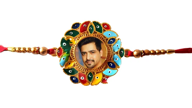 Personalized Rakhi Gift Combo, Rakhi with Table top frame, Photo Rakhi - Metal Rakhi