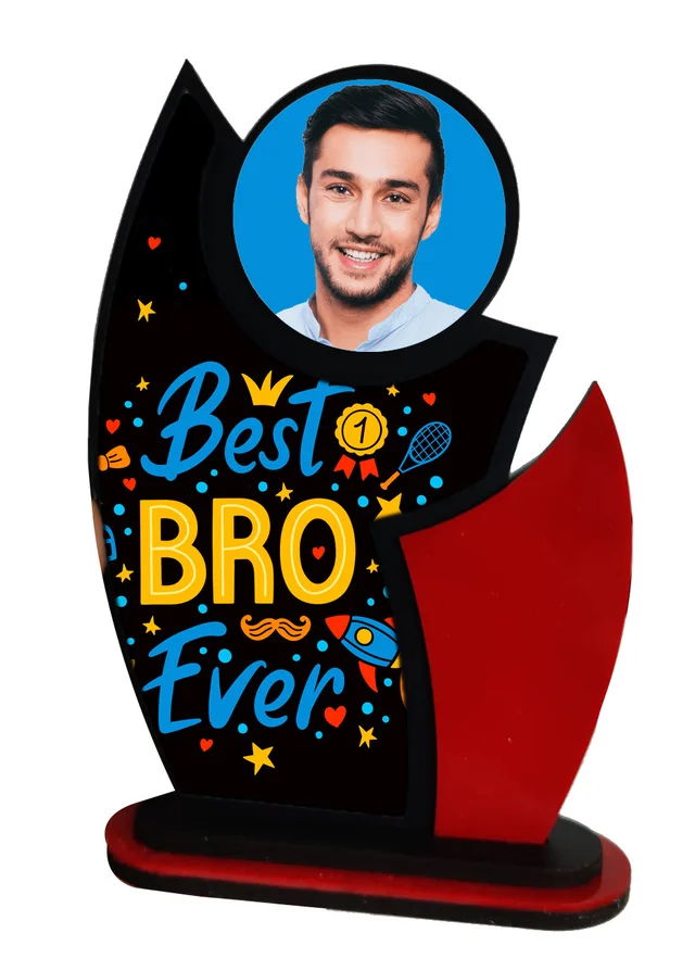 Personalized Gift for brother, award shape photo frame, Rakhi gift for brother - Dual Color 1