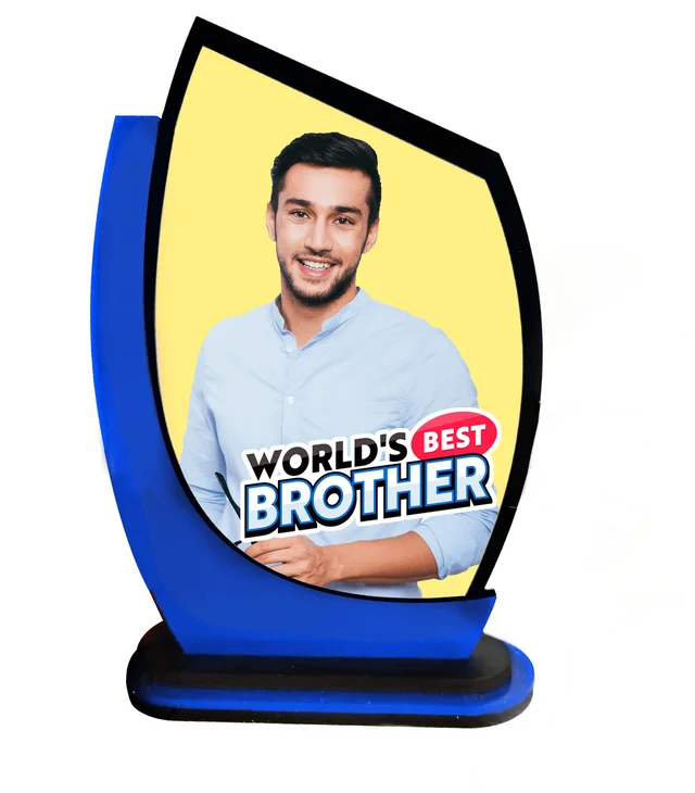 Personalized Gift for brother, award shape photo frame, Rakhi gift for brother - Dual Color 2