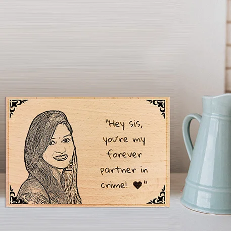 Personalized laser engraved Wooden Photo frame for Sister, Rakhi Gift for sister - 8x10 inch