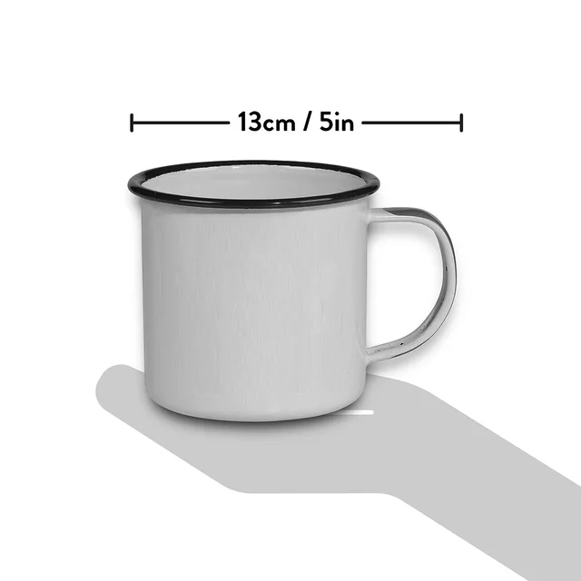YOGDOTS Adventure Print Steel Enamel Mug Combo for Hiking, Sports, Outing, Picknic or Adventure - 300 ML, Black Print
