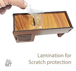 Achchha Gift Wooden Pen holder, desk organizer, 3 in1 pen stand - Without Print