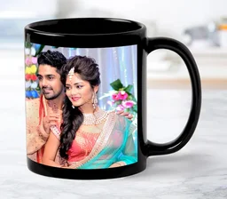 Achchha Gift Black Ceramic Coffee Mug 330 ML with print - 330 ML