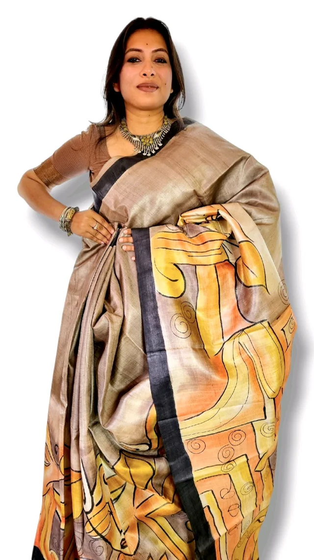 APARAJITA Tussar Hand Paint Saree
