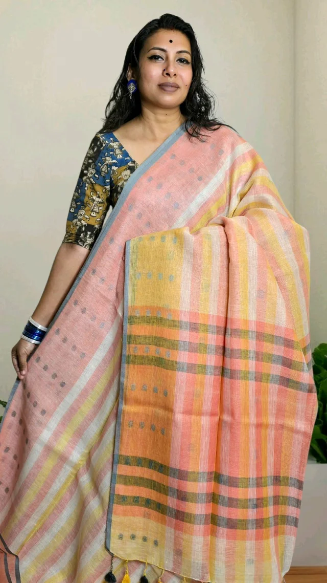 APARAJITA Pastel Stripe Linen Sarees