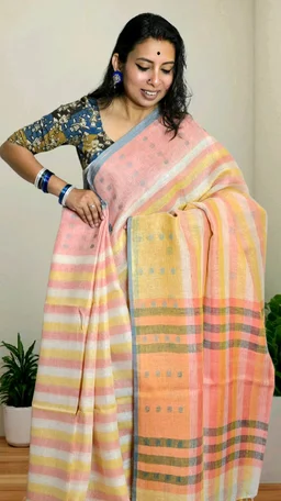 APARAJITA Pastel Stripe Linen Sarees