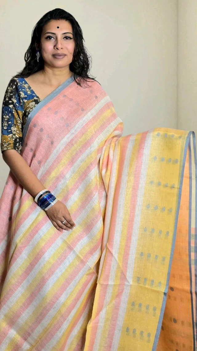 APARAJITA Pastel Stripe Linen Sarees