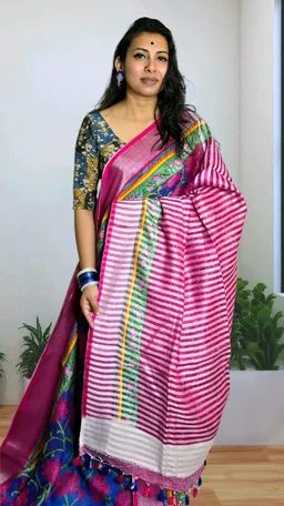 APARAJITA Floral Print Linen Saree