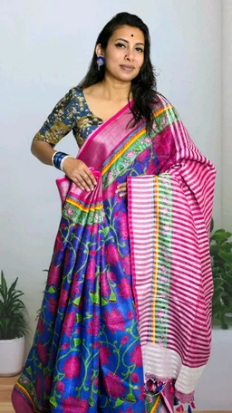 APARAJITA Floral Print Linen Saree