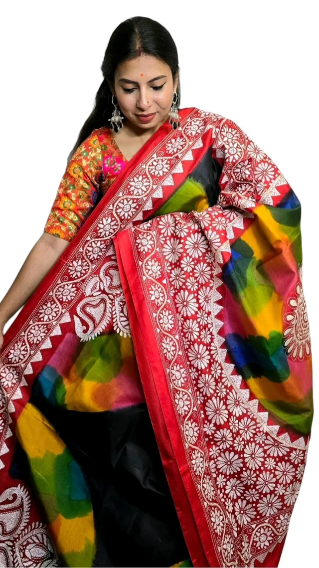 APARAJITA Pure Silk Kantha Stitch Saree