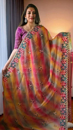 APARAJITA Organza Party Wear Saree - Cabaret Red