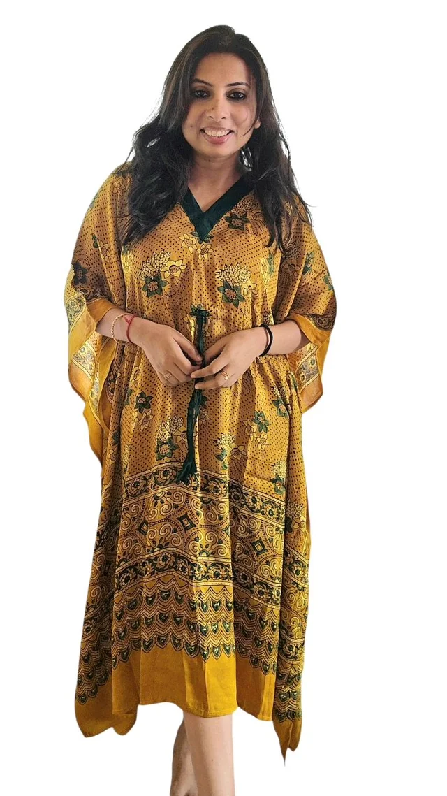 APARAJITA Ajrakh Handblock Modal Kaftaan