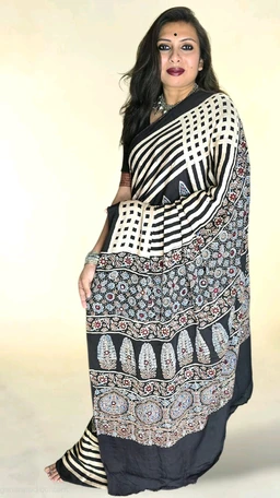 APARAJITA Mirror Ajrakh Modal Saree