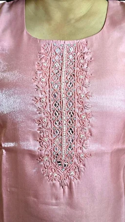 APARAJITA Festive White Kurti - M/38, Pink
