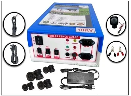 Zatka Machine 10kv 30 Acre with AC DC Adaptor Fencing jhatka Machine Fiber Plastic Body with Siren & Cable Accessories