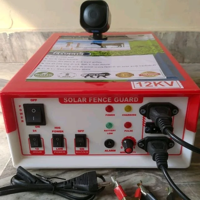 Solar Fence Zatka Machine 100 Bigha 40 Acre 12kv AC DC Solar Fencing jhatka Machine with Siren and Cable