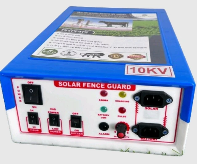 Zatka Machine 30 Bigha 20 Acre 10kv DC Solar Fencing jhatka Machine with Siren and Cable