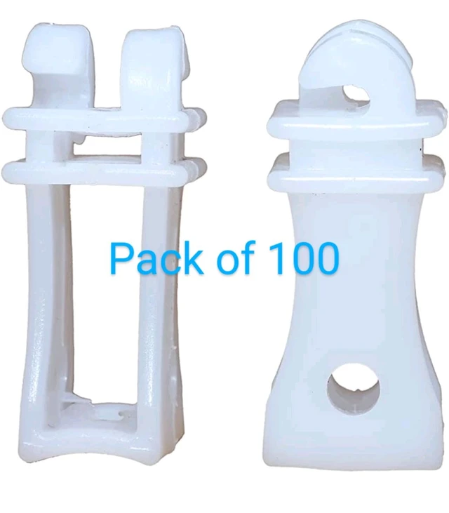 Shrangi  Heavy Plastic Insulator Used for Solar Zatka Machine Fencing with Clutch Wire Also Used for Fencing in Farm| Industrial Park| Garden| Home| White Heavy Plastic Insulator Pack of 100