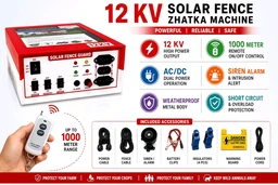 Agrifarm Zhatka Machine Remote Control 1 Km Range Solar Fence Zatka Machine 50 Bigha 40 Acre 10kv AC DC Solar Fencing jhatka Machine with Siren and Cable