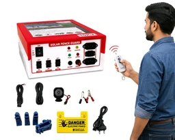 Agrifarm Zhatka Machine Remote Control 1 Km Range Solar Fence Zatka Machine 50 Bigha 40 Acre 10kv AC DC Solar Fencing jhatka Machine with Siren and Cable
