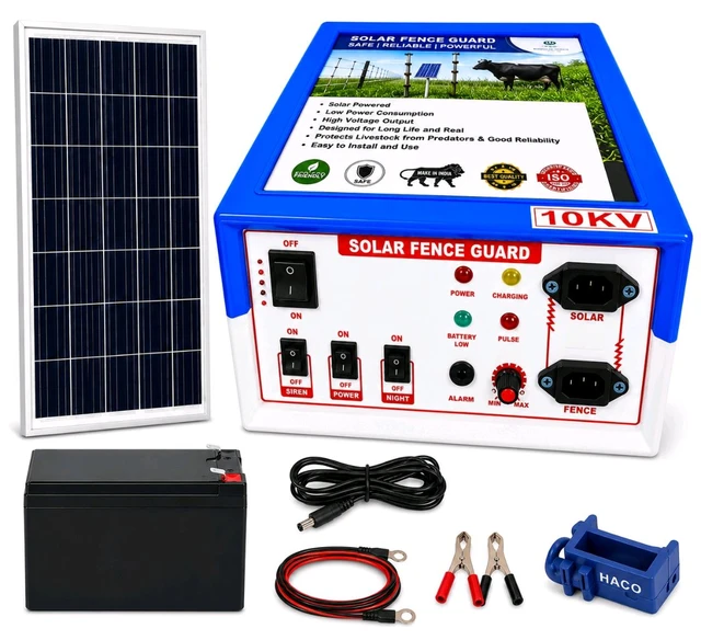 Shrangi Kisaan Zhatka Machine Full Set 10kv Zatka,jhatka Machine(Machine, 7.5 ah Battery, 30w Solar Panel, 100 Insulator & Cables Accessories)