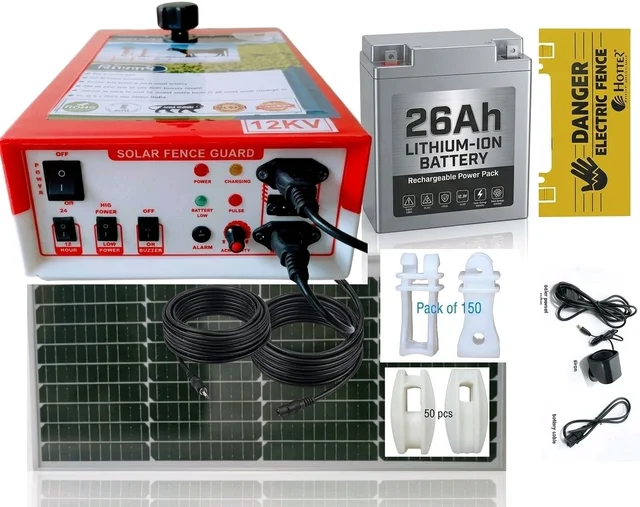 Shrangi  Jhatka Machine Full Set AC DC 12KV 60 Acre (Machine,12V 26ah lithium Battery, 50 Watt Solar Panel,150 Insulator, 25 Corner)