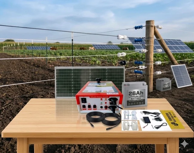 Shrangi Jhatka Machine Full Set AC DC 12KV 60 Acre (Machine,12V 26ah lithium Battery, 50 Watt Solar Panel,150 Insulator, 25 Corner)
