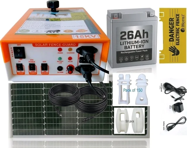 Shrangi  Jhatka Machine Full Set AC DC 15KV 100 Acre (Machine,12V 26ah lithium Battery, 50 Watt Solar Panel,150 Insulator, 25 Corner)