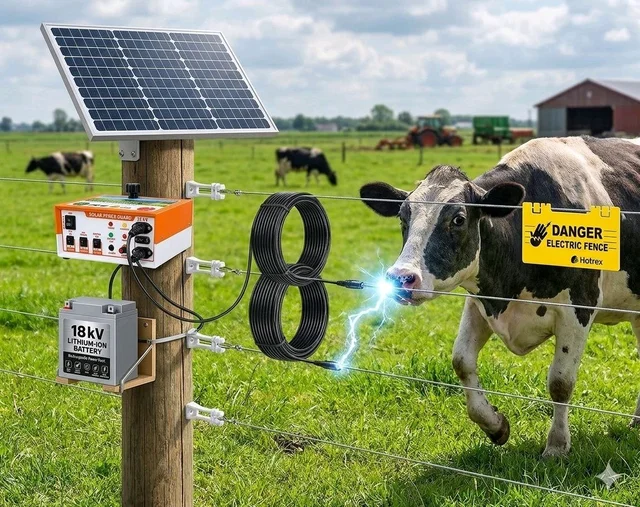 Shrangi Jhatka Machine Full Set AC DC 15KV 100 Acre (Machine,12V 18ah lithium Battery, 50 Watt Solar Panel,100 Insulator)