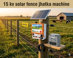 Shrangi Jhatka Machine Full Set AC DC 15KV 100 Acre (Machine,12V 18ah lithium Battery, 50 Watt Solar Panel,100 Insulator)