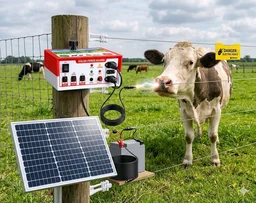 Shrangi Jhatka Machine Full Set AC DC 12KV 100 Acre (Machine,12V 18ah lithium Battery, 50 Watt Solar Panel,100 Insulator)