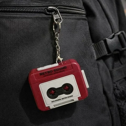 Retro Cassette Tape Keychain Sound Toy With Button Click Sound