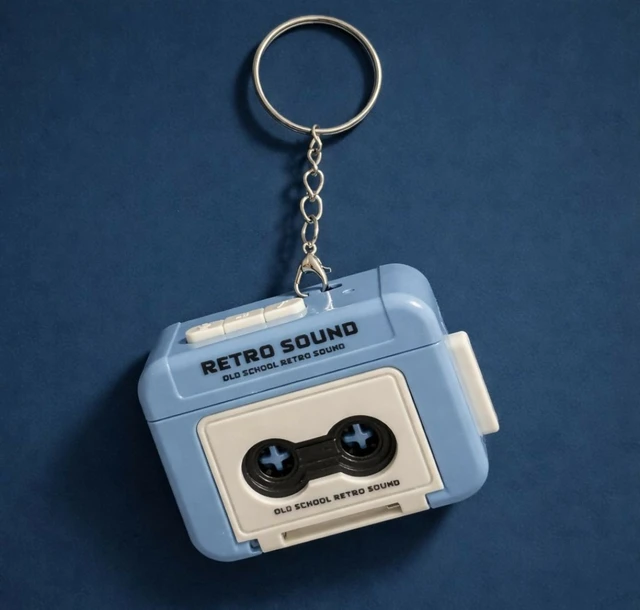 Retro Cassette Tape Keychain Sound Toy With Button Click Sound