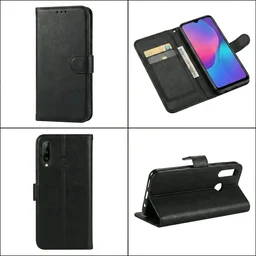 Fnpk Premium Leather Wallet flip Cover Case For Redmi All Models - Redmi 13 5G, Black