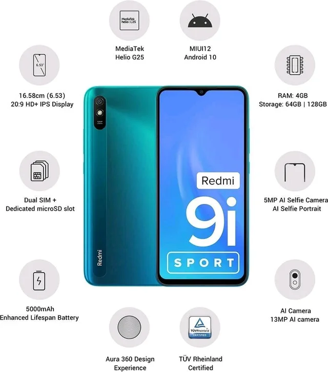 Redmi REDMI 9i Sport ( 4+64 GB) - Black, Superb