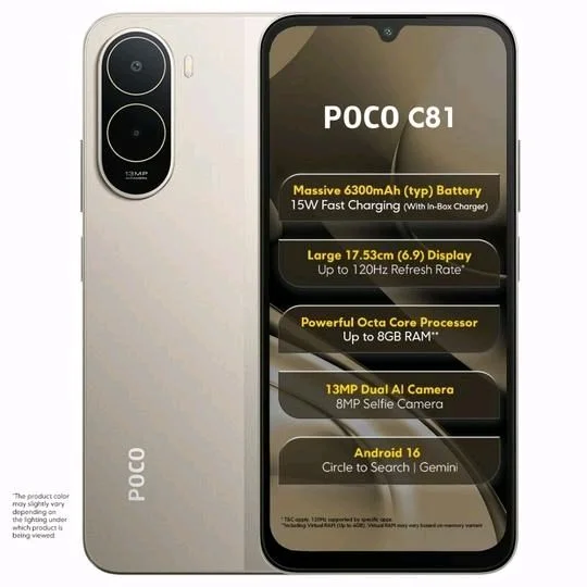Oppo POCO C81 4G ,64 GB, 4 GB RAM, Sunset Gold, Mobile Phone